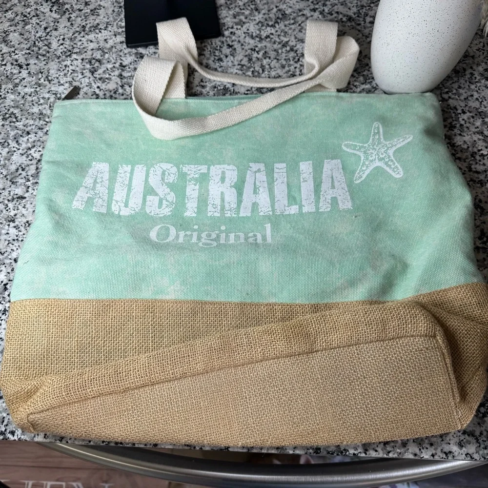 Robin Ruth | Mint and Tan Tote Bag